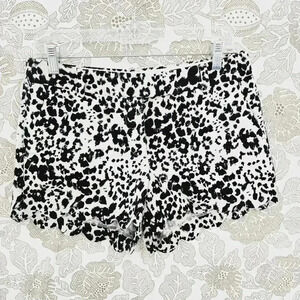 J. Crew Linen Blend Animal Printed Scallop Shorts Women's 6